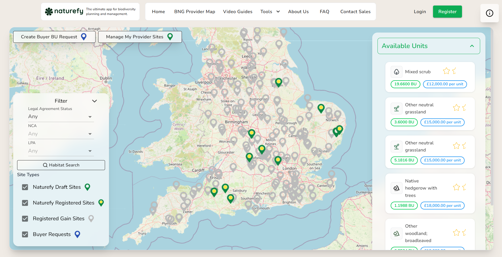 BNG marketplace provider map preview